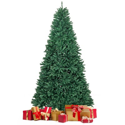 Tangkula 9FT Artificial Xmas Tree Hinged Fake Xmas Tree with 3594 PVC Branch Tips Foldable Metal Stand