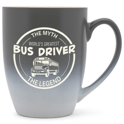 Elanze Designs Greatest Bus Driver Two Toned Ombre Matte Grey and White 12 ounce Ceramic Stoneware Coffee Cup Mug