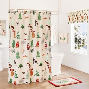 The Lakeside Collection Merry Catmas Bath Collection - Shower Curtain - 1 of 4