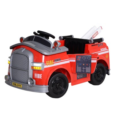 Red 6V Electric Ride-On Fire Truck with Remote Control