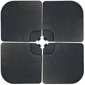 Sunnydaze Outdoor Heavy-Duty Fillable Cantilever Offset Cross Style Patio Umbrella Base Weight Plates - Black - 4pk - 1 of 4