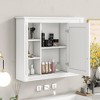 35''x28'' Wall Mounted Bathroom Cabinet with Mirror–6 Open Shelves, Modern Storage Organizer for Bathroom - 2 of 4