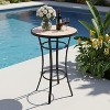 VINGLI Outdoor Bar Table, Round Patio High Top Table with Wood-Like Top, All-Weather Metal Bistro Table with Heavy Duty Iron Base for Garden Balcony - 2 of 4