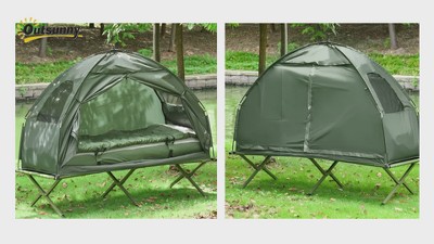 Outsunny Folding Camping Cots for Adults, Elevated Tent with