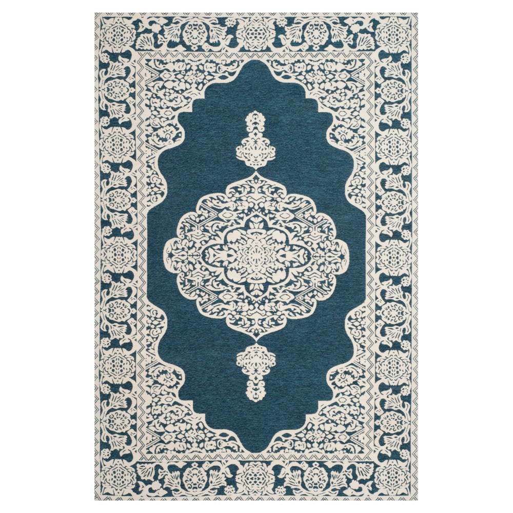 4'x6' Dark Blue/Ivory Abstract Woven Area Rug - Safavieh