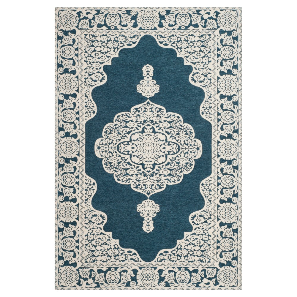 4'x6' Dark Blue/Ivory Abstract Woven Area Rug - Safavieh