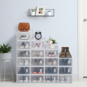 KTMBDW Shoe Storage Boxes Organizers Clear Plastic Stackable 18 Pack, Shoe Rack & Holder Substitute, Sneaker Containers for Entryway, Closet,Under Bed - 1 of 4