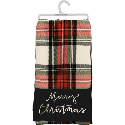 NWT Set of 4 Christmas Kitchen Towels 2 Red Black Plaid/2 Solid Red  Holidays