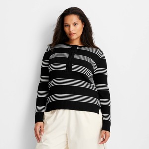 Women's Crewneck Zip-Front Sweater - Future Collective - 1 of 3