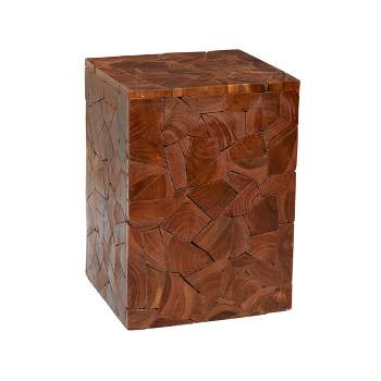 Contemporary Teak Wood Square Accent Table Brown - Olivia & May