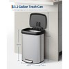 13.2 Gallon / 50 Liter Metal Trash Can with Lid, Large Garbage Can for Kitchen, Rustproof Step-on Kitchen Metal Trash Bin with Liner Rim, Rear Handle - 2 of 4