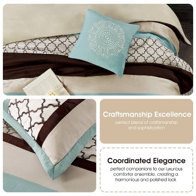 Nanshing 8pc Queen Avalon Comforter Bedding Set Aqua Blue — фото 7