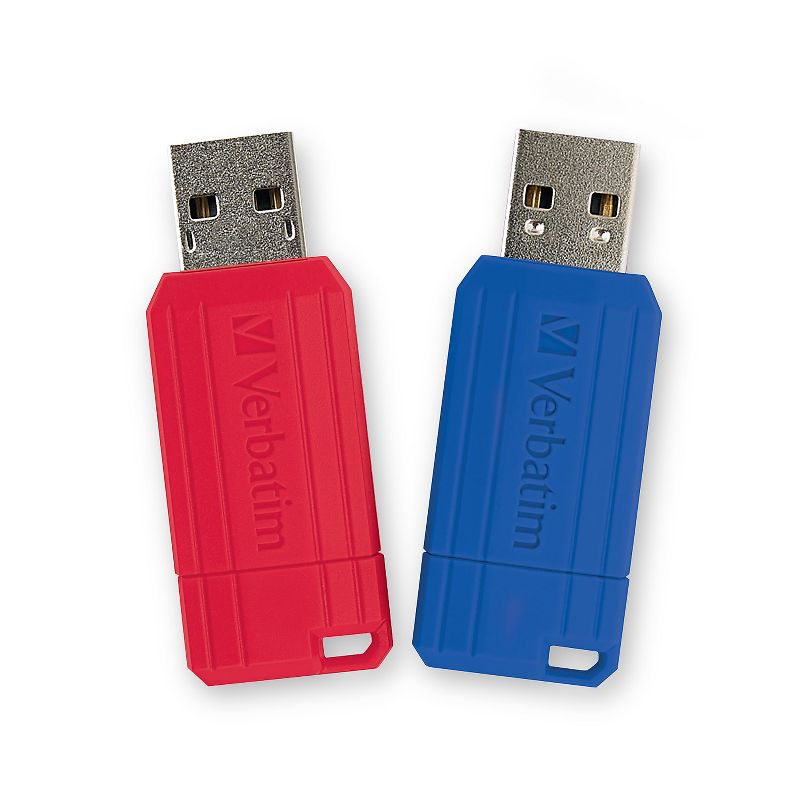 Verbatim PinStripe 128GB USB 2.0 Type-A Flash Drive Red and Blue 2/Pack (70391), 4 of 9