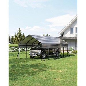 13'x26'x11.4' Heavy Duty Metal Carport Kit, All-Weather Reinforced Frame with Anchors for Trucks, RVs, Boats - 1 of 4