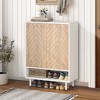 Kumasinova 28.74 Inch Shoe Cabinet,Modern Entryway 18-Pair Shoe Cabinet Storage Organizer with 2 Doors and Open Shelf for Entryway - 2 of 4