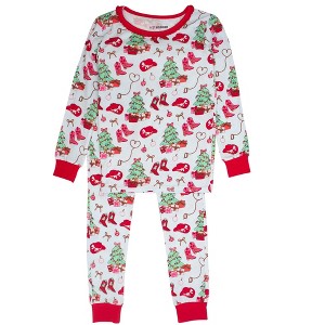 RuffleButts SoftSnooze Girls Holiday Ruffle Long Sleeve Pajama Set - 1 of 2