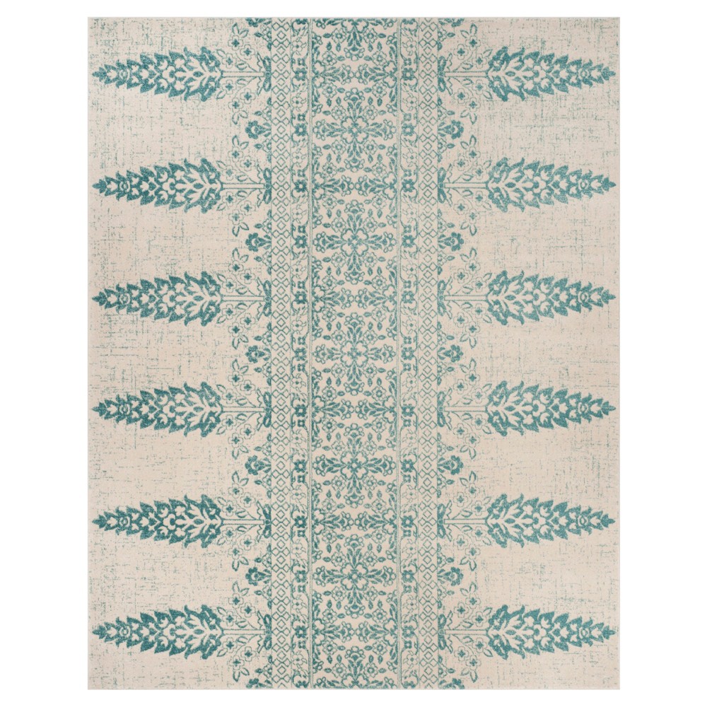 Ivory/Teal Floral Loomed Area Rug 8'x10' - Safavieh