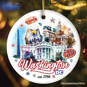 Artistic Washington DC Ceramic Ornament, Landmarks of the Nation’s Capital, White House Travel Souvenir| OrnamentallyYou - 1 of 4