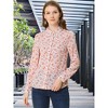 Allegra K Women's Point Collar Long Button Sleeve Button Down Floral Shirt - 2 of 4