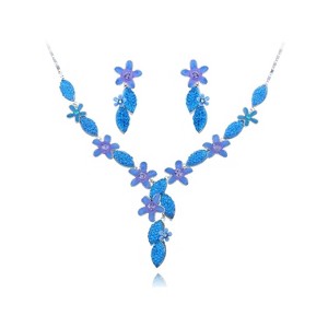 Anna-Kaci Women's Multicolor Floral Necklace and Earring Set with Crystal Accents, Gold Tone, Adjustable Chain, Elegant and Vibrant Design - Pearls - 1 of 4