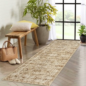 Vintage Boho Area Rug , Non-Slip, Washable, Soft, Short Pile, Non-Shedding Floor Carpet for Living Room,Bedroom Office - 1 of 4