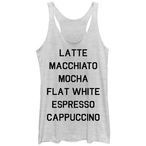 Women's CHIN UP Latte Macchiato Mocha Coffee Racerback Tank Top - 1 of 3