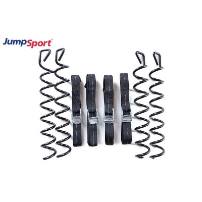 JumpSport Heavy Duty Durable Trampoline Anchor Safety and Stability Kit Set Includes 4 Screws and Straps for High Winds