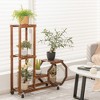 Costway 6-tier 6 Potted Rolling Plant Stand Wooden Storage Display Shelf Rack with Wheels - 3 of 4