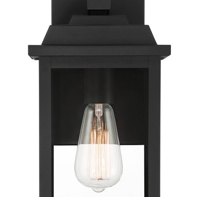 Eastcrest Textured Black Steel Outdoor Wall Light with Clear Glass Panels