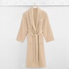 Linum Home Textiles 100% Turkish Cotton Unisex Personalized Terry Bathrobe Beige in White Script Font - 2 of 3