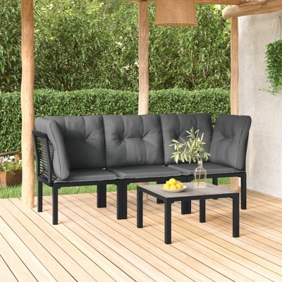 Garden Lounge Set Black and Gray vidaXL