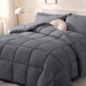 Dark Grey Twin Size All Season Duvet, Lightweight Quilt with Corner Tabs - 1 of 4