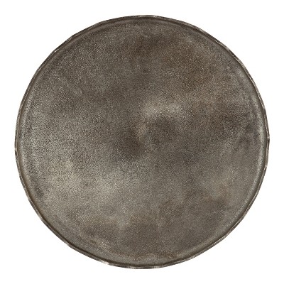 Alessia Artisanal Silver Aluminum Round Coffee Table with Deckled Edge