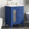 Tramull Elegant Bathroom Vanity with Ceramic Sink, Solid Wood & MDF Construction, Adjustable Shelf & Glass Door - 4 of 4