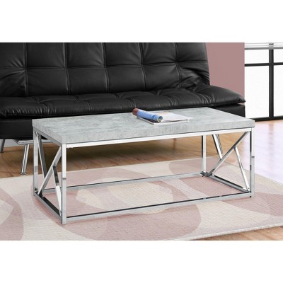 Coffee Table, Accent, Cocktail, Rectangular, Living Room, 48inl, Grey Laminate, Chrome Metal, Contemporary, Modern