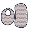 Bacati - Liam Orange/Navy Triangles Muslin 4 pc set of Bibs & Burp Cloths Set - 2 of 4