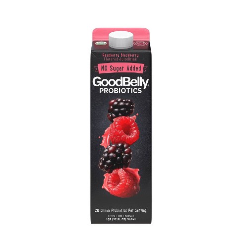  Goodbelly 20 Billion Probiotics Juice Drink, Raspberry  Blackberry, 32 Fl Oz (Pack of 6) : Health & Household