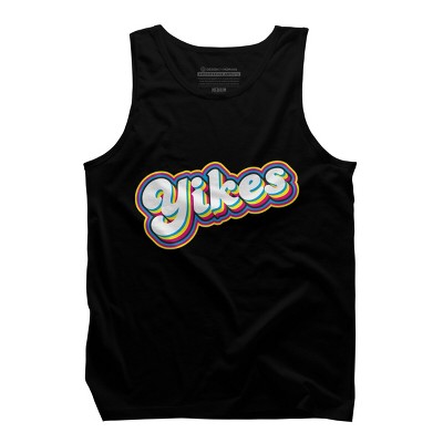 Men's Design By Humans Yikes Colorful Rainbow Outline By Tank Top