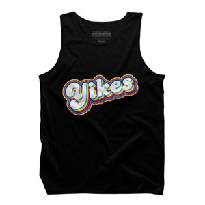 Men's Design By Humans Yikes Colorful Rainbow Outline By Tank Top - 1 of 2
