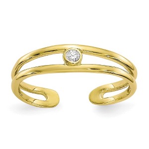 Black Bow Jewelry Split Shank Cubic Zirconia Toe Ring in 10K Yellow Gold - 1 of 4