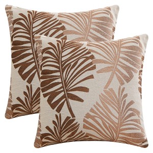 REGALWOVEN Palm Leaf Pattern Decorative Throw Pillow Covers for Farmhouse Home Sofa Couch Bed 2 Pcs - 1 of 4