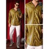 Lars Amadeus Men's Long Sleeves Party Nightclub Patterned Shiny Metallic Shirts - image 4 of 4