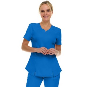 Medichic Scrubs Women's V-Neck Notch Fashion Stretch Scrub Top with Two Pockets, Flex Easy Care Fabric - 1 of 4