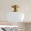 Dewdrop Semi Flush Mount Light, Classic Brass Ceiling Fixture with Opal Glass Dome for Kitchen or Hallway - 2 of 4