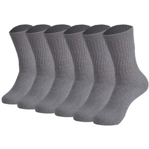Men’s Cotton Crew Socks – 6 Pairs, Cushioned Sole, Breathable & Moisture-Wicking Athletic Sport Socks - 1 of 4