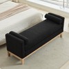 Hrinhom 66.3"W Boucle Upholstered Bedroom Bench With Pillows for Entryway,Living Room,Natural Legs - 2 of 4