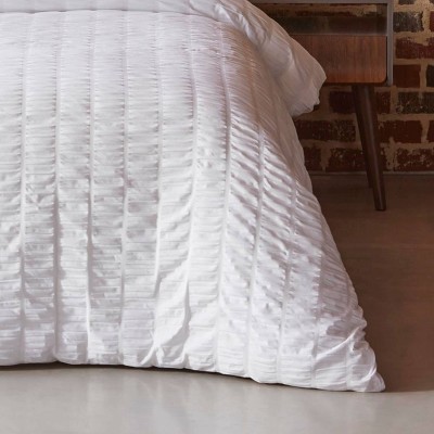 King White Cotton Seersucker Duvet Cover Set