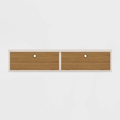 42.28" Liberty Floating Office Desk Off White/Cinnamon - Manhattan Comfort