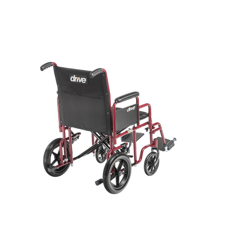 Drive Medical Bariatric Heavy Duty Transport Wheelchair with Swing Away Footrest, 20" Seat, Red, 3 of 5
