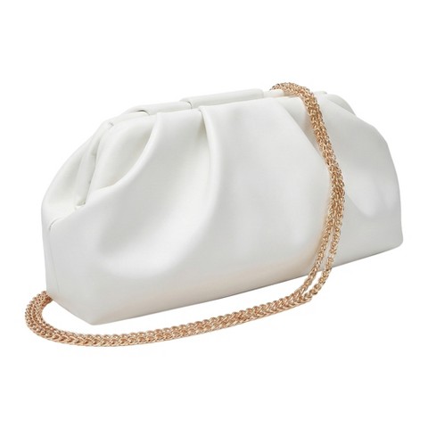 Сумки INSPIRE CHIC Vegan Leather Clutch Purse for Women Soft Pleated PU Evening Clutch with Detachable Chain White 11*1.9*6.3 inches